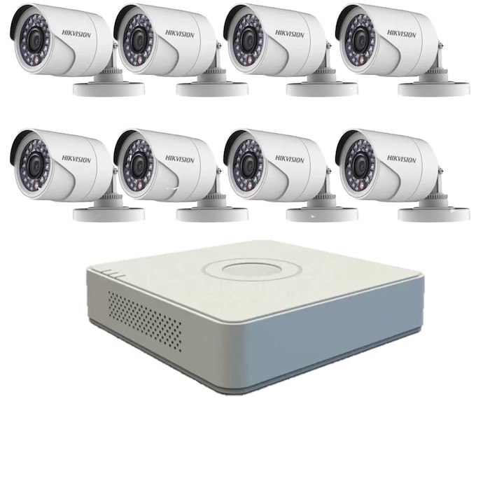 Kit Supraveghere, 8CH NVR, 2 Camere, Rezolutie 4MP, Audio bidirectional, Nocturna IR