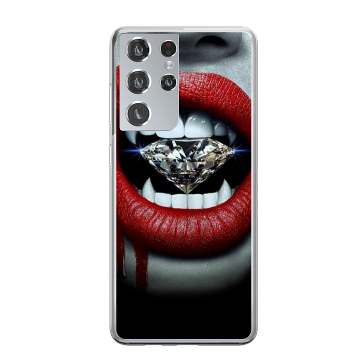 Персонализиран калъф HQPrint и силиконово фолио за Samsung Galaxy S21 Ultra, модел Diamond Vampire, многоцветен, S1D1M0370