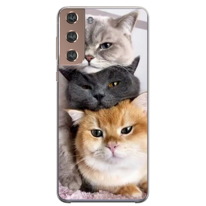 Husa personalizata HQPrint pentru Samsung Galaxy S22, model Cats, multicolor, S1D1M0116