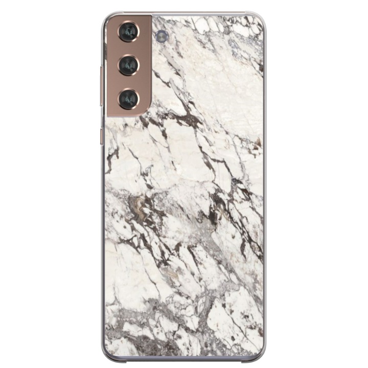 Husa personalizata HQPrint pentru Samsung Galaxy S22, model White Marble, multicolor, S1D1M0325
