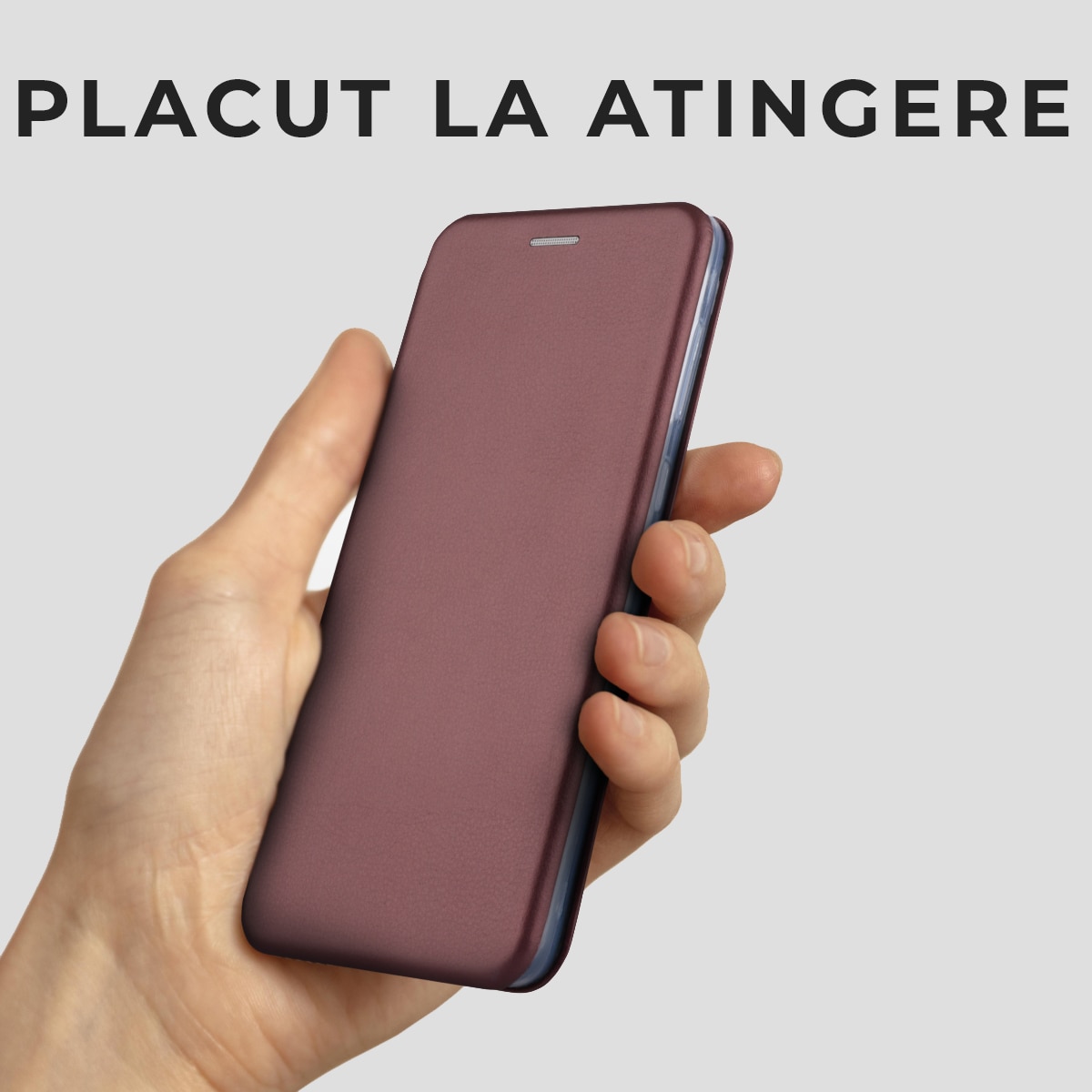Husa pentru Samsung A35 5G de protectie Tip carte DaDen®, Suport card, Functie de Stand si Inchidere Magnetica, Protectie Sporita, Visiniu