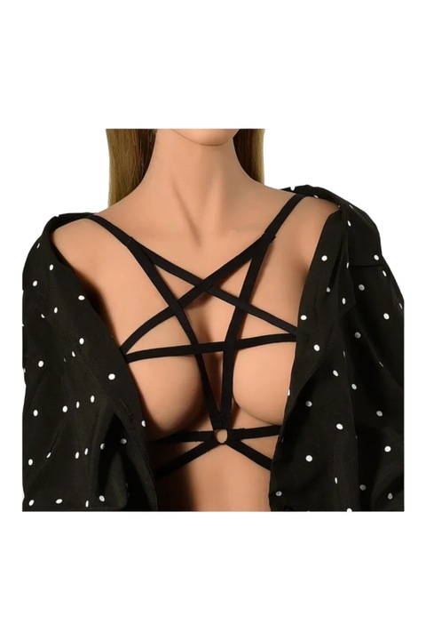 Dekoratív melltartó pántok, Starfashion, dekoltázshoz, pentagram modell, fekete, OneSize