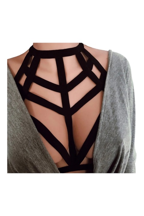 Dekoratív melltartó pántok, Starfashion, dekoltázsra, elegáns modell, fekete, OneSize,