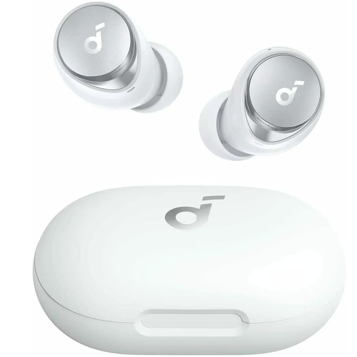 Безжични слушалки True Wireless Anker Soundcore Space A40, AANC, Hi-Res, Безжично зареждане, Бял