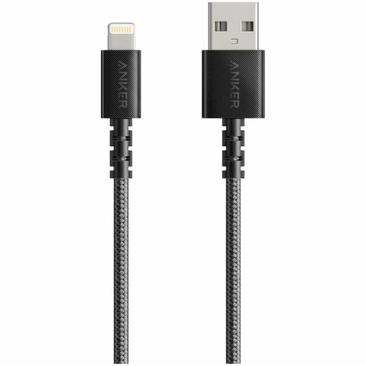 Cablu Anker PowerLine Select+ USB Lightning, compatibil cu Apple iPhone, official MFi 0.91 m, Negru
