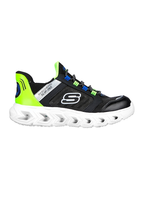 Skechers, Спортни обувки Hypno Flash 2.0 с LED светлини, Лайм зелено/Сребрист/Черен