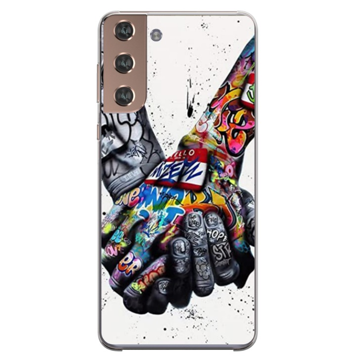 Husa personalizata HQPrint pentru Samsung Galaxy S22, model Abstract Holding, multicolor, S1D1M0271