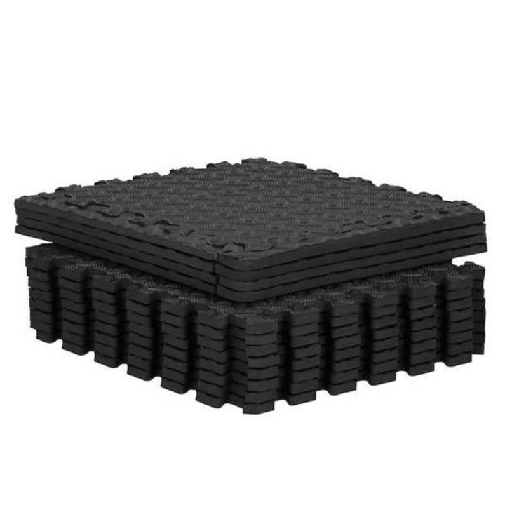 Springos Gyakorló habszivacs szőnyeg, 90x118 cm, 12 db, fekete