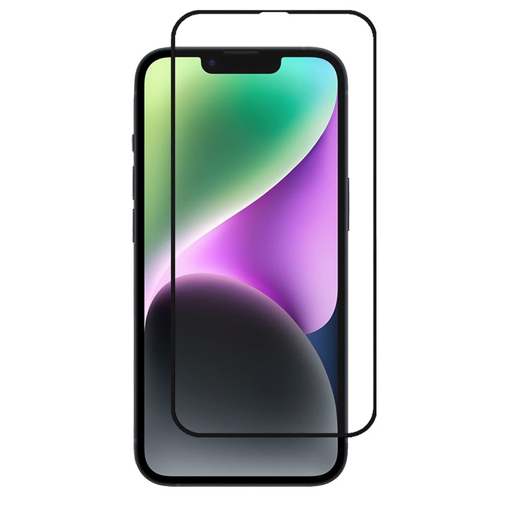 iPhone 14 Plus üvegfólia Casey Studios teljes képernyős 9H + ajándék szerelőkészlet - fekete