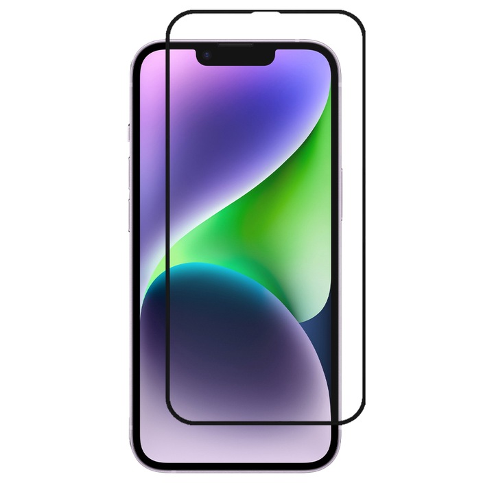 iPhone 14 üvegfólia Casey Studios teljes képernyős 9H + ajándék szerelőkészlet - fekete