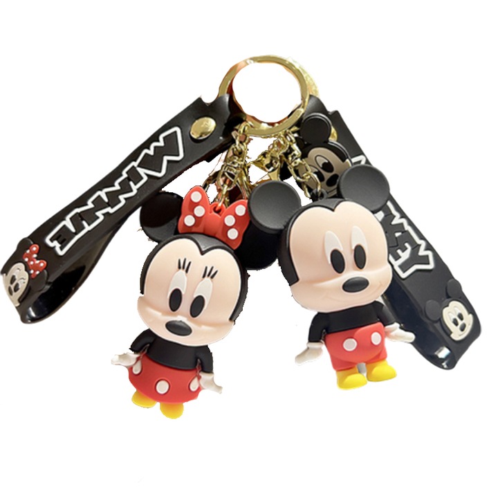 2 db Mickey&Minnie kulcstartó készlet, szilikon, többszínű