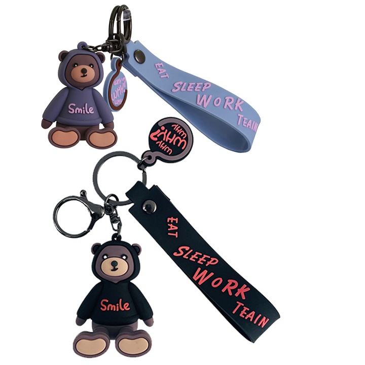 Set 2 brelocuri ursculet, Silicon, Multicolor