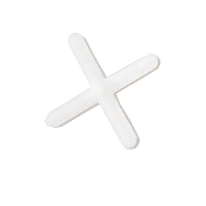 61361 Distantiere faianta, Mega, forma de cruce, 2,0 mm, 200 buc, Alb