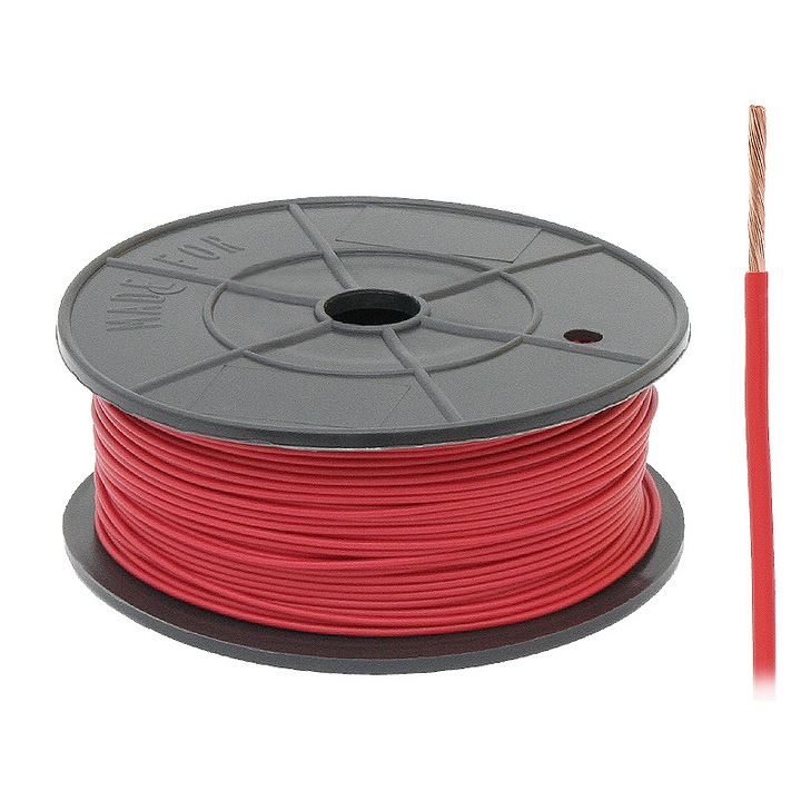 Cablu din fire de cupru pentru instalatii auto, 0,35 mm, Rosu