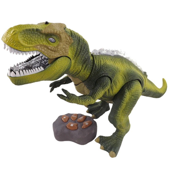 Динозавър T-Rex с дистанционно, Luxma, 49x24x17 см, Зелен