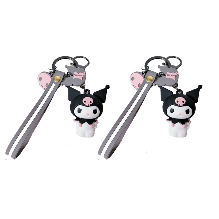 Set 2 brelocuri, Silicon, Negru/Alb