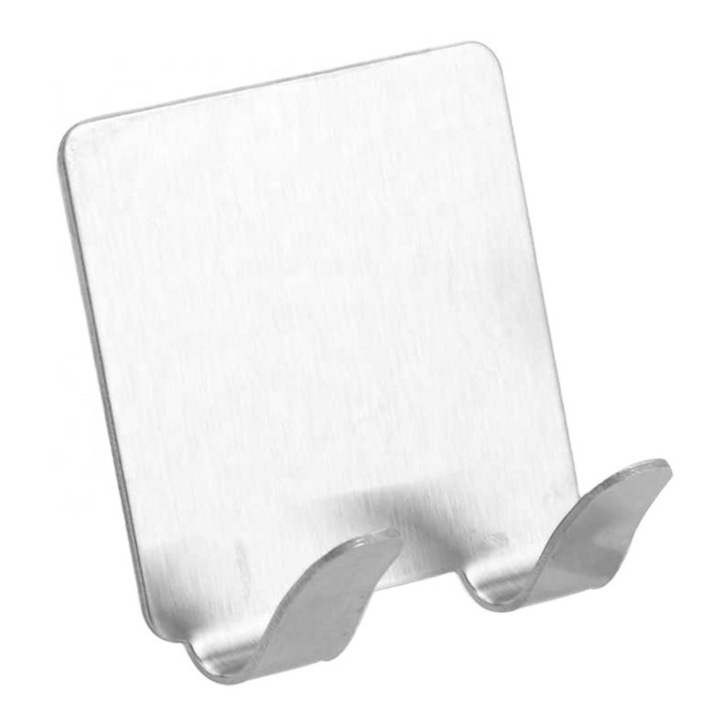 Suport aparat de ras, otel inoxidabil, 4,5x4,7cm, argintiu, autoadeziv