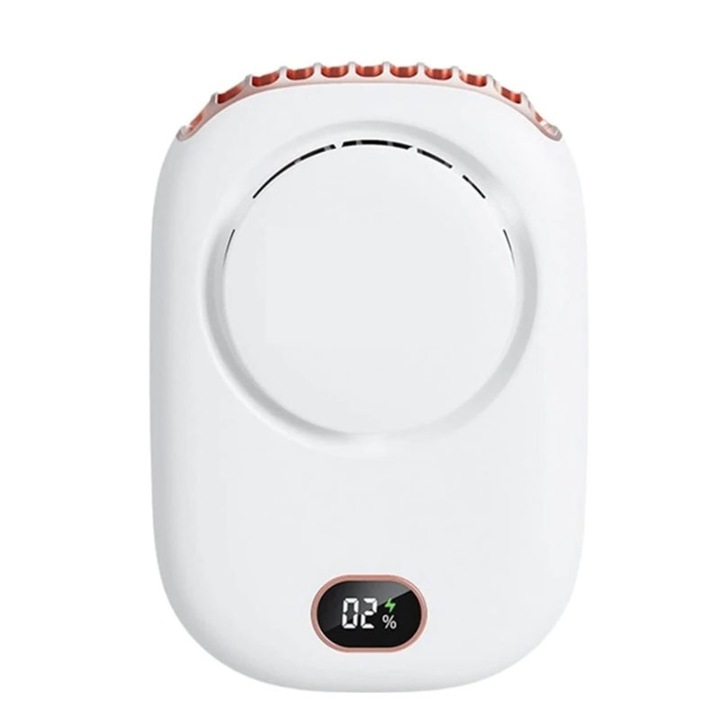 OEM Hordozható ventilátor, ABS, USB töltés, 3 sebesség, 2000 mAh, Fehér