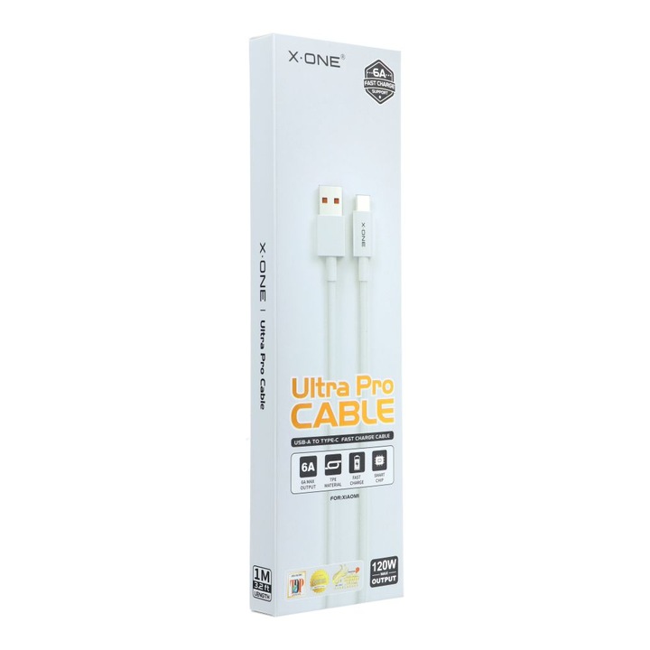Cablu date, USB X-One/USB-C, Xiaomi, 120 W, 6A, 1 m, Alb