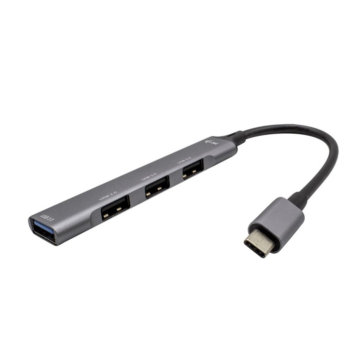 USB-C хъб, USB 3.0/2.0, черен