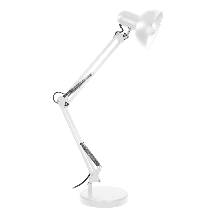 DEON, lampa de birou, 60W, E27, inalta, otel, alb