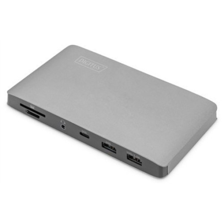 Докинг станции, Digitus USB 3.0, 7 порта, 2x видео за пътуване, 3x USB 3.0, 1x USB-C, RJ45, 1x стерео аудио жак (3,5 mm)