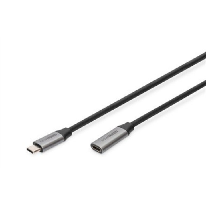 Digitus USB-C/M-USB-C/F hosszabbítókábel DB-300230-010-S USB-C csatlakozó, USB C, csatlakozó, fekete, 1 m