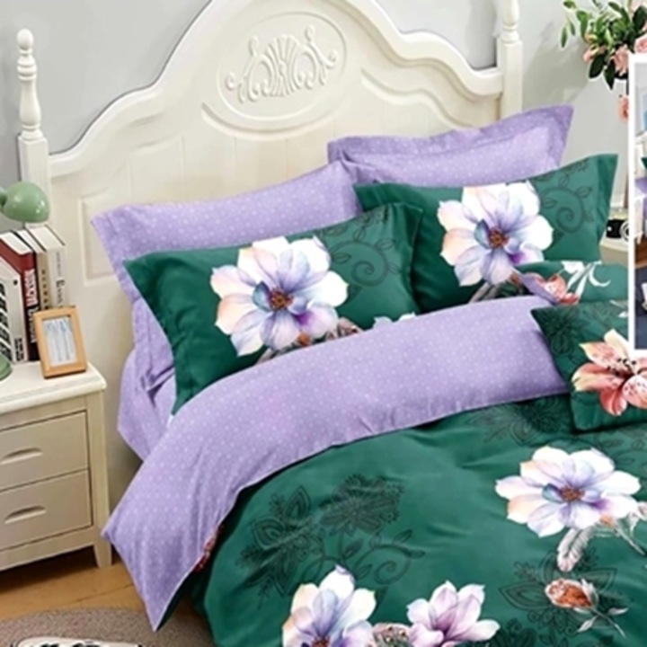 Set complet lenjerie de pat Finet, pilota si 2 perne, cearceaf cu elastic, 160x200cm, pentru pat dublu, multicolor, Ralex Pucioasa, LDP-SC-FINH-10016