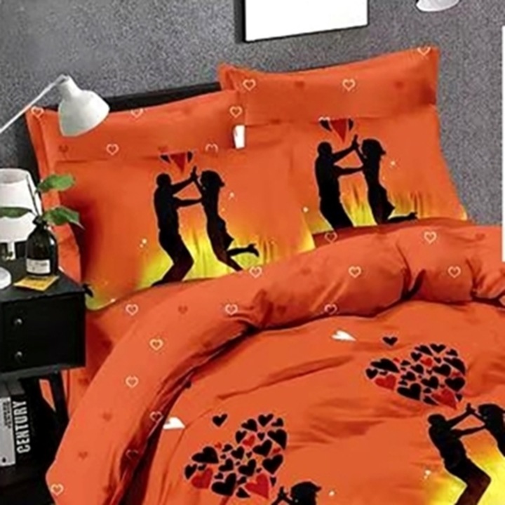 Set complet lenjerie de pat Finet, pilota si 2 perne, cearceaf cu elastic, 160x200cm, pentru pat dublu, multicolor, Ralex Pucioasa, LDP-SC-FINH-1008