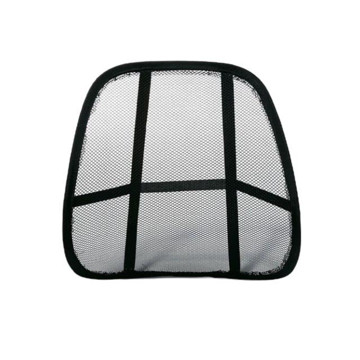 Suport ergonomic pentru scaun, Textil, Negru