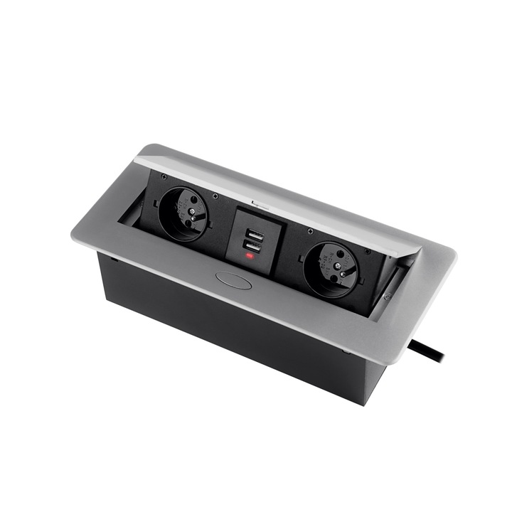 Soclu deschis, Spacetronik Ergoline SPS-D24S, 2 prize, aluminiu, gri