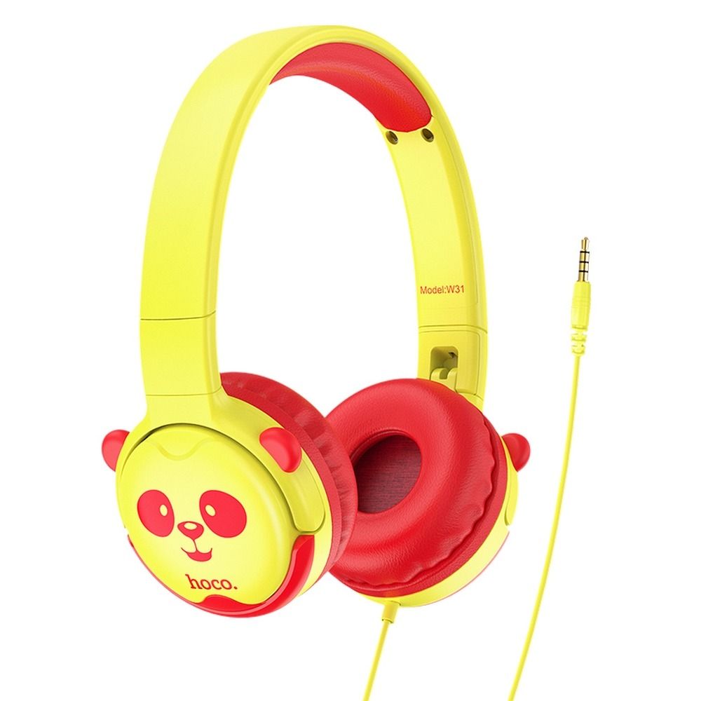 Casti audio copii, Hoco, 1.2 m, Rosu/ Galben