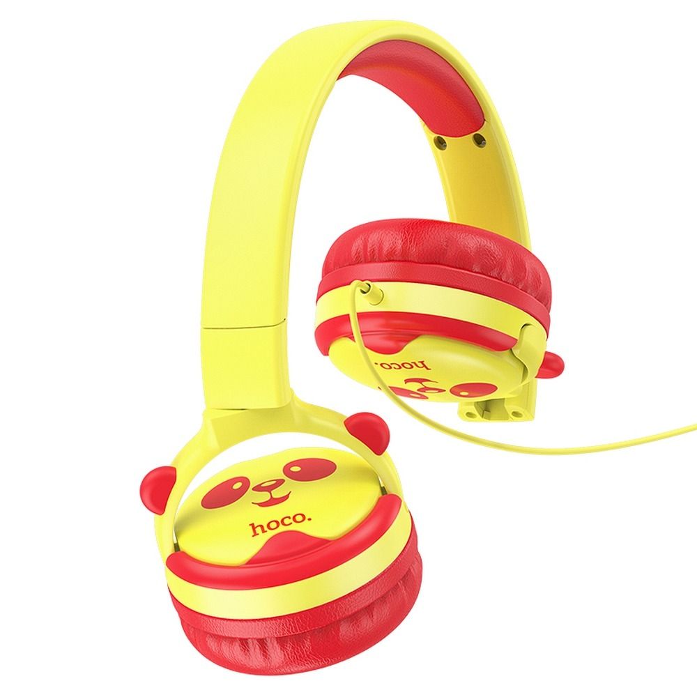 Casti audio copii, Hoco, 1.2 m, Rosu/ Galben