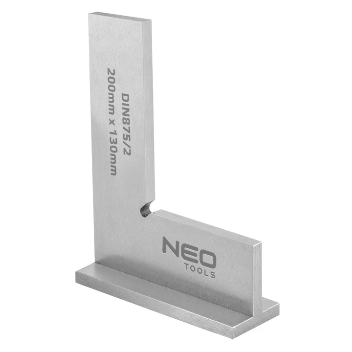 Инструмент за измерване на прав ъгъл Neo Tools, 200x130 мм, Въглеродна стомана, Сребрист