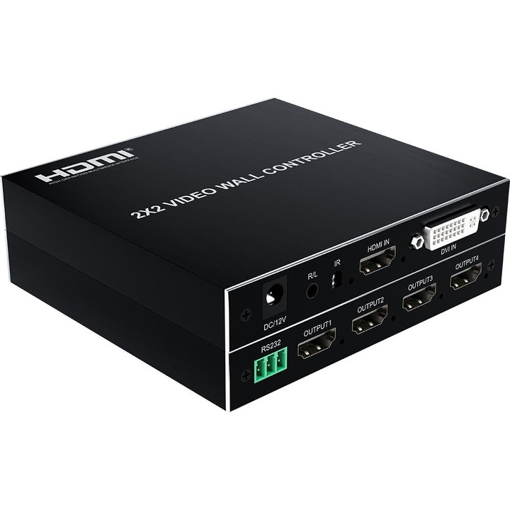 Контролер за видео стена, PVC, HDMI, 2x2, черен