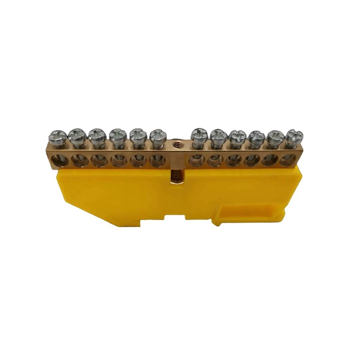Banda terminala PE, pentru sina TH35, 12 fire, Galben