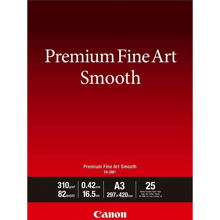 Hartie foto, Canon, Fine Art FA-SM2, A3, Aspect mat, 25 coli