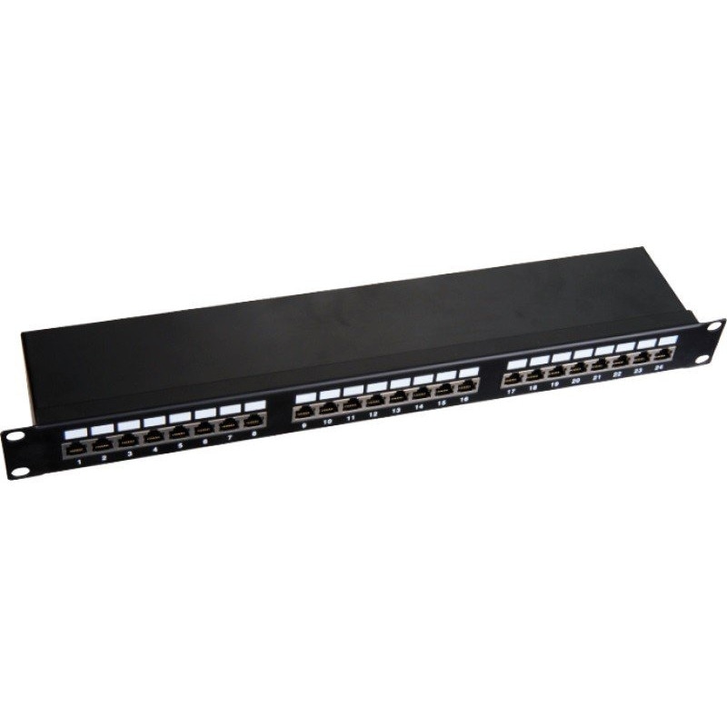 Patchpanel STP, Q-Lantec, 24 porturi, Clasa E, Negru