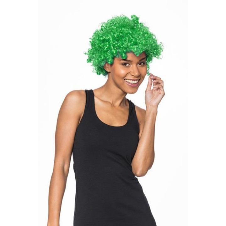 Peruca afro, Plastic, Verde