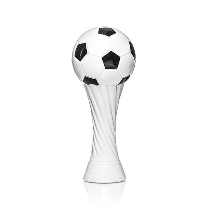Trofeu fotbal, Plastic, Alb, Negru