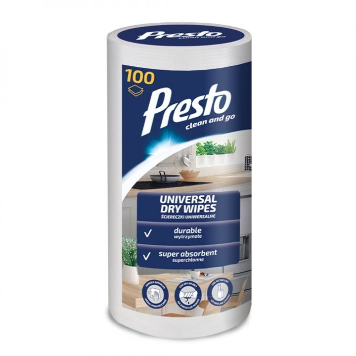 Rola de servetele, Presto, Universal, 100 buc, Alb
