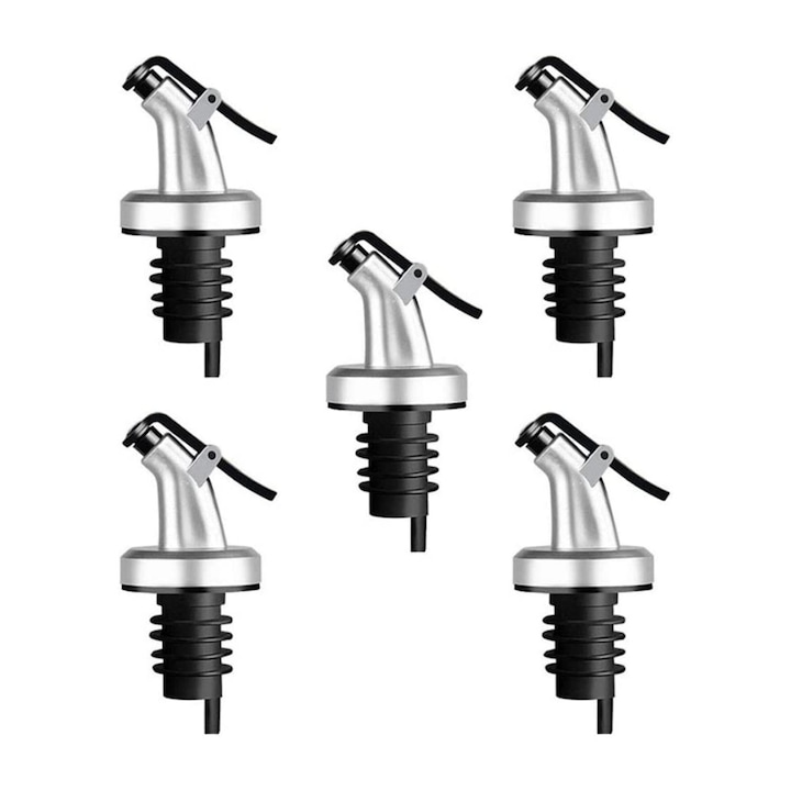 Set 5 duze/dopuri pentru ulei de masline/otet, Parafasa, INOX, Gri