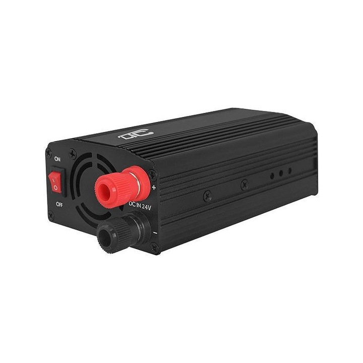 Feszültségváltó, LTC, 24V/230V, 300W, LTC + 2xUSB, 2.4A, fekete