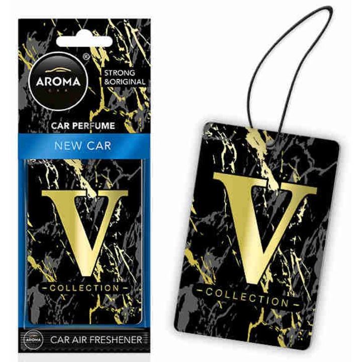 Aroma autós légfrissítő, V kollekció, Cellulóz, Fekete/Arany