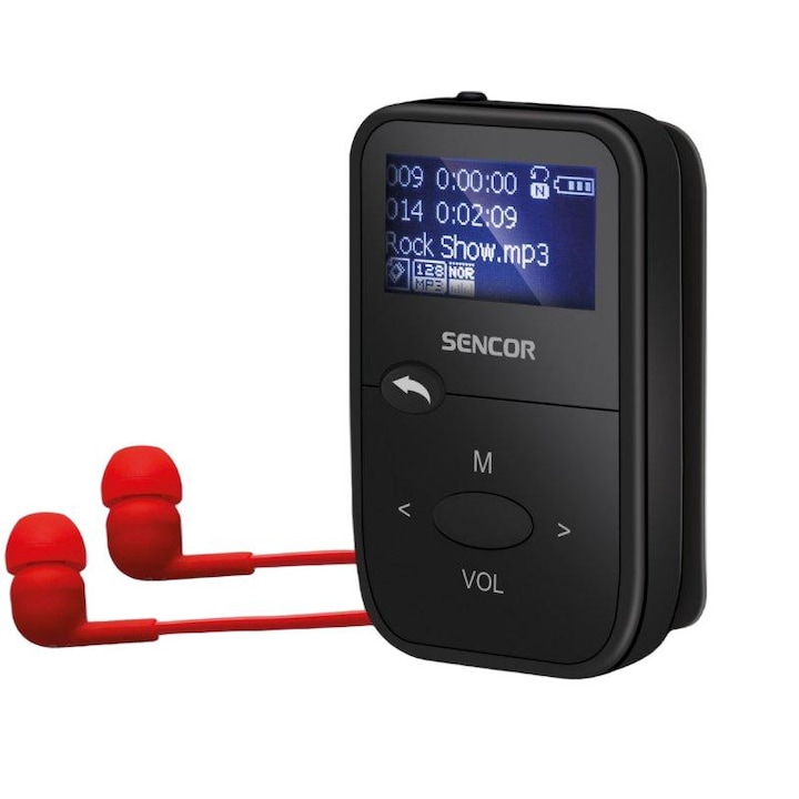 Sencor SFP 4408BK MP3 lejátszó, 8 GB, microUSB/Jack 3.5/microSD, fekete