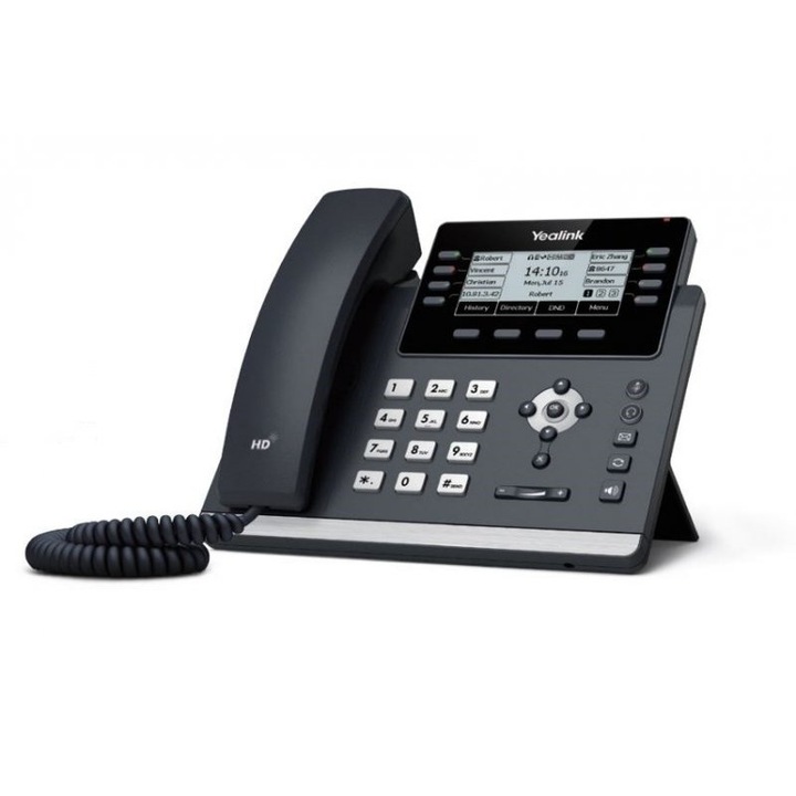 Telefon Fix Yealink SIP-T43U, 12 linii, Negru, 3.7 inch, 224.9x206.2x174.9mm