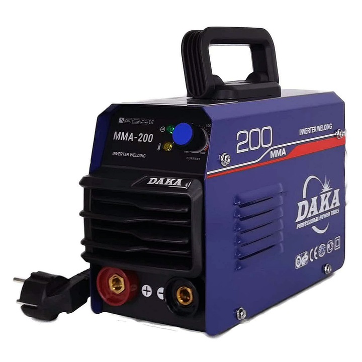 DAKA MMA200 hegesztő inverter, elektródák 1,6-3,2 mm, 200 A, minden tartozék megvan