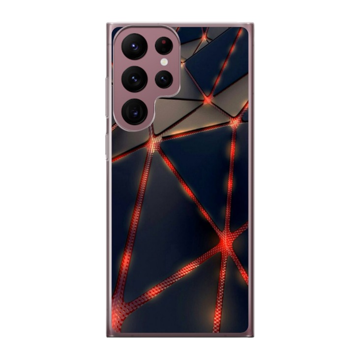 Husa personalizata HQPrint pentru Samsung Galaxy S22 Ultra, model Lava Triangles, multicolor, S1D1M0367