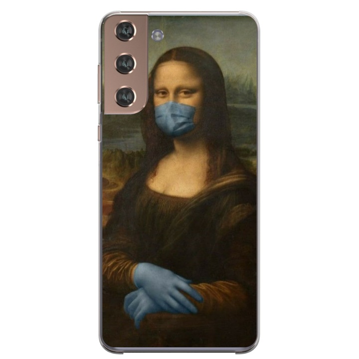 Husa personalizata HQPrint pentru Samsung Galaxy S22, model Covid Mona Lisa, multicolor, S1D1M0327