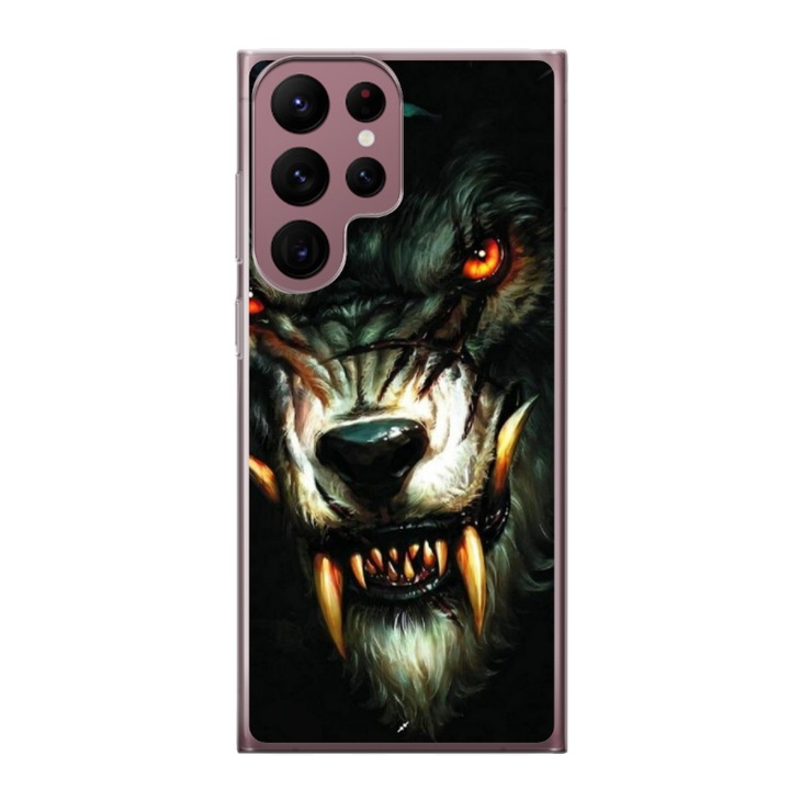 Husa personalizata HQPrint pentru Samsung Galaxy S22 Ultra, model Wolf, multicolor, S1D1M0286